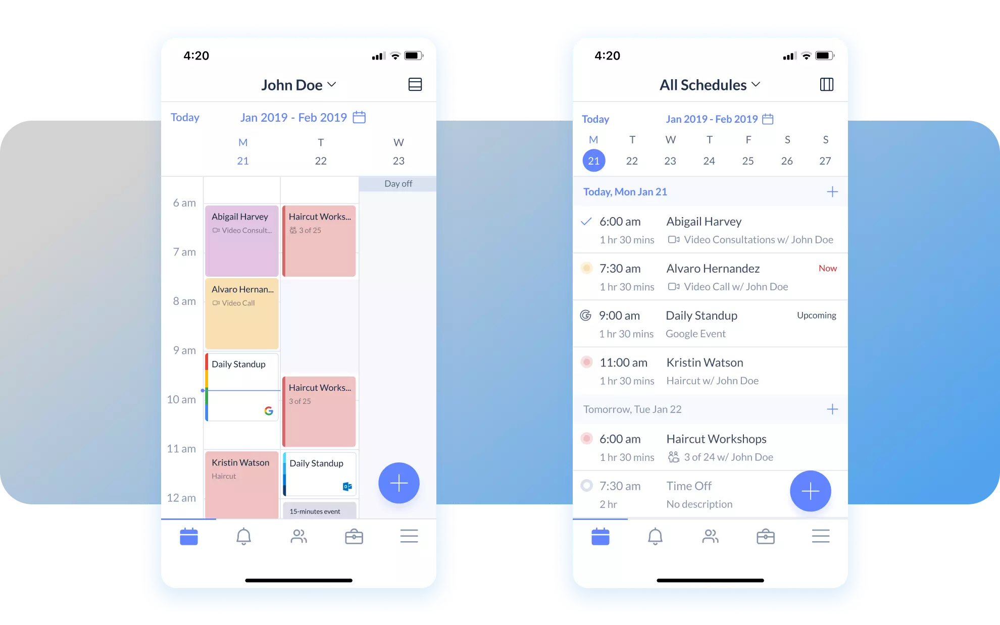 Setmore Mobile App agenda