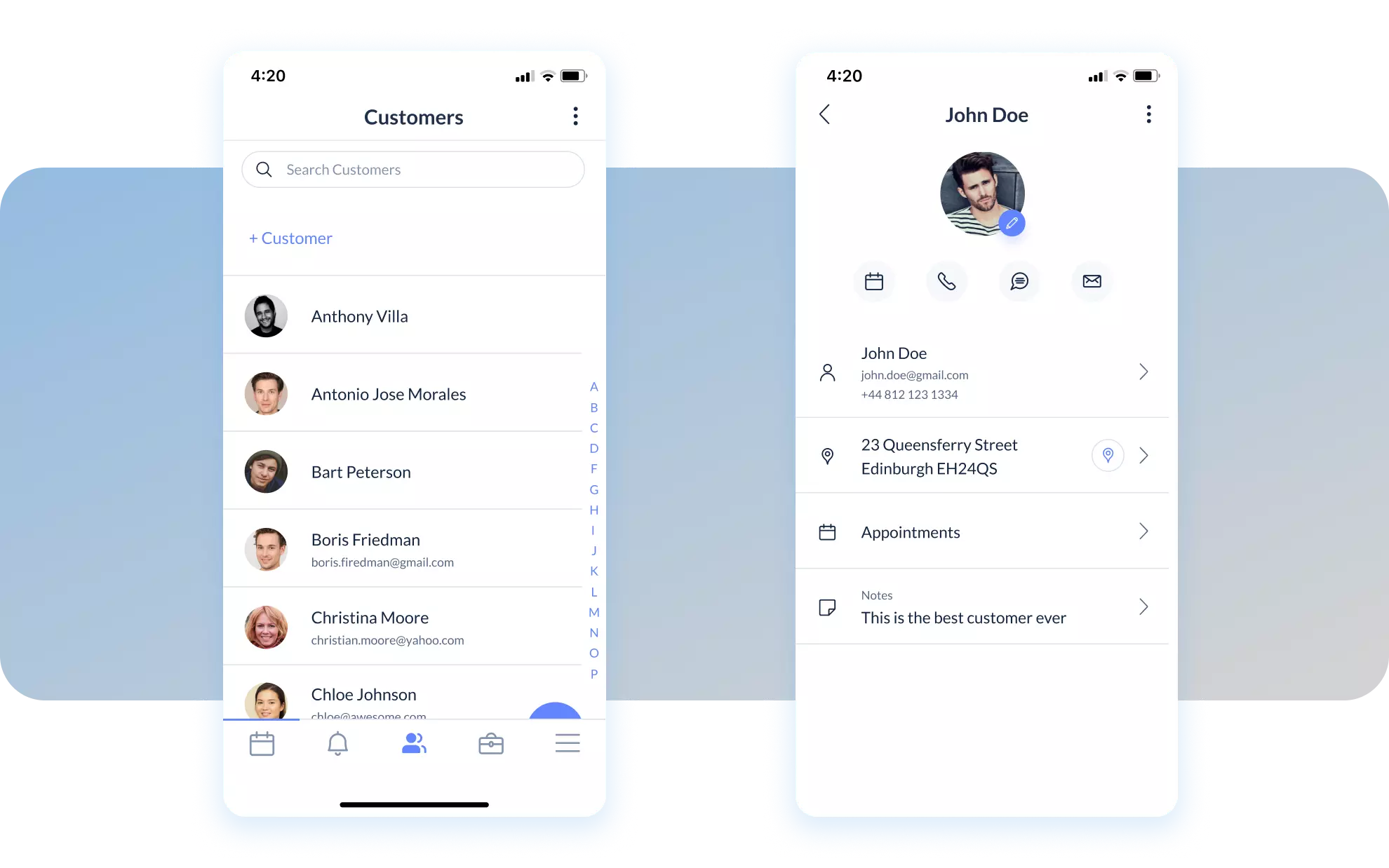 Setmore Mobile App profiles